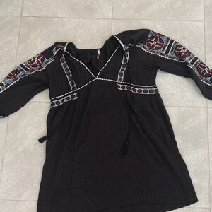 Free People Black Dress with Red and Blue Accents